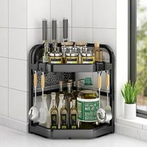 주방 코너 삼각 양념 정리선반 수납랙, 2단