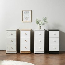 틈새 3단서랍장 책상 원목 수납서랍장, 워시