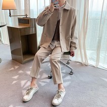 키작은모델 기모 스몰 남자가을 남자더블 키작은남자 모직 키작은 남자 코트 숏 단신 키작남