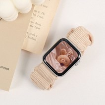 타임스토리 디먼트 애플워치 호환 스크런치 스트랩 곱창 밴드 시계줄 8 7 6 SE2 SE 5 4 3 2 1, 코듀로이 베이지