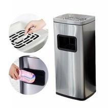 청성기업 2in1 스탠드 재떨이쓰레기통 고급 스텐재질 재떨이 휴지통(실버), 1개