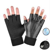 오픈 핑거 가죽 장갑 겨울 터치 방수 배달 대리운전, 11 PU세갈비뼈반손가락