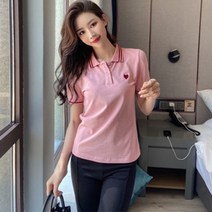 PIka여성 여름 반팔티 카라넥 티셔츠 빅사이즈 블라우스