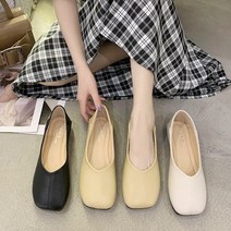 여성 사각코 디자인 캐주얼 플랫 슈즈 LK-P268