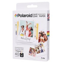 폴라로이드 3.5 x 4.25 인치 프리미엄 Zink 테두리 인쇄 인화지 (40 매) 폴라로이드 POP 인스턴트 카메라 및 폴라로이드 3x4, 단일옵션