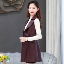 가죽조끼 가죽자켓 라이더자켓 레더자켓 2022 여성 가죽 베스트 봄가을 엄마옷 PU가죽 민소매 심중 조끼 미디 롱