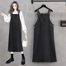 허니시스터 / 8029) 멜빵 데님 원피스