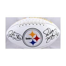 하인스 워드 제롬 베티스 사인 피츠버그 스틸러스 로고 축구 - 베켓 W 홀로그램 블랙