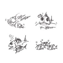 바다찌 물고기 전사지 4종세트 찌재료 물전사지 물전사, 검정4종세트