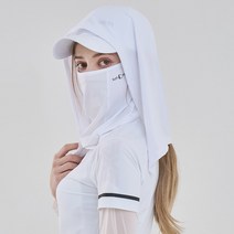 썬마스킨 프리미엄 UV 자외선차단 골프 스포츠 마스크 후드형 햇빛가리개+풀페이스, 화이트