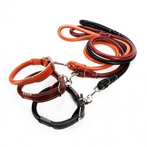 애구애구 중형견 대형견 가죽 목줄, 브라운