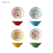 BLOWFISHFUGU도자기 냉면 그릇4p/1p 우동그릇 일본식 우동그릇 큐티 삿갓 라면 그릇, A+B+C+D