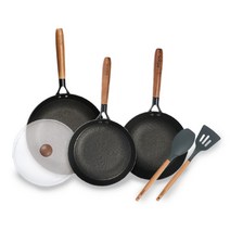 베카 시즈닝 무쇠팬 풀세트, 혼합색상, 프라이팬24cm + 프라이팬28cm + 궁중팬24cm + 볶음주걱 + 뒤지개 + 유리뚜껑 24cm