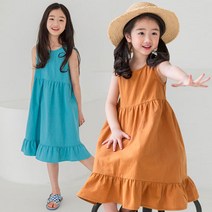 미니로이 네트 민소매 나시 봄 여름 주니어 여아 원피스 아동복