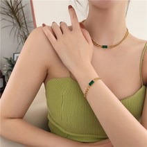 하나린 메탈릭그린 써지컬스틸 여성패션목걸이 목걸이