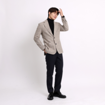 아이유즈 NOB NOB 남자 가을겨울 빅사이즈 울 헤링본 체크자켓