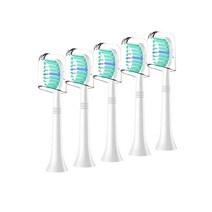 WEQNNM 필립스 소닉케어와 호환되는 교체용 칫솔 헤드: 소닉케어 프로텍티브클린 다이아몬드클린 4100 6100 및 기타 스냅온 핸들용 전문 전동 브러시 헤드 5팩, 5 Count (Pack of 1), White