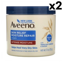 Aveeno Skin Relief Moisture Repair Cream 아비노 스킨 릴리프 모이스처 리페어 크림 311g 2팩, 1개