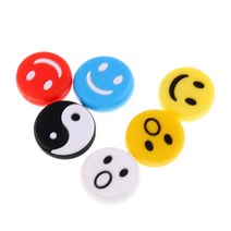 테니스 스쿼시 라켓을 위한 귀여운 얼굴 패턴 실리콘 진동 댐퍼 6개 세트, 혼합 색상