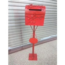 북유럽 우편함 전원 단독 주택 카페 인테리어 우체통 가정용 택배함, 레드