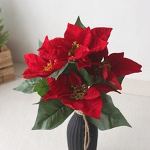 따뜻한 느낌의 크리스마스 조화 화분, 포인세티아 조화-중