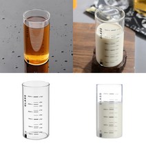 눈금패턴 내열 유리컵 350ML 블랙 내열유리티컵 까페유리잔