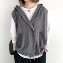 크롭 후드 조끼 멀티포켓 레이어드 경량 세미크롭 니트조끼 이쁜곳 오버핏 브랜드 롱후드