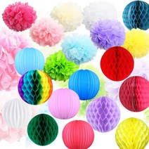 페이퍼 벌룬 파티 장식 용품 허니컴볼 꽃볼 스타 모빌, A, AA03-꽃볼(20cm)아이보리3개★