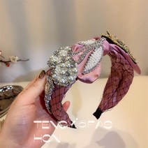 스크런치 곱창밴드여성용 럭셔리 크리스탈 슈퍼 와이드 헤어밴드 여아용 헤어 액세서리 리본 머리띠