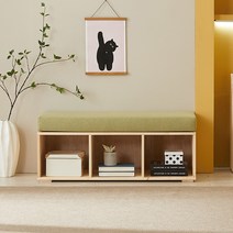 블리스데코 엘더 소나무 원목 3칸 수납 벤치 소파 DLA108_C, 그린