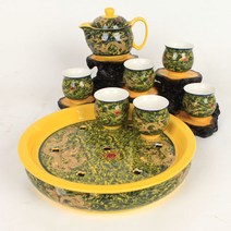 경덕진 이중해룡문 퇴수기포함 다기세트(옐로우)