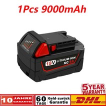 전동공구 배터리 호환 밀워키 M18B5 XC용 충전식 리튬 이온 배터리 18v 120 90 60Ah 충전기 12V 18V, [01] 18 볼트, [05] 9000mAh, 04 9000mAh_01 18 볼트