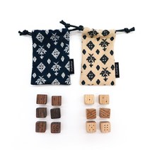 [모트릴]캠핑 일상 보드게임 추억의 공기놀이/주사위놀이 (2colors), 네이비파우치+호두나무공기