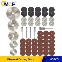 드러멜 드라멜 찌선반 cmcp 60pcs hss 미니 원형 톱날 세트 수지 컷오프 나무 절단 디스크 다이아몬드 금속 톱날 전동 공구 dremel 드릴, 60개 세트