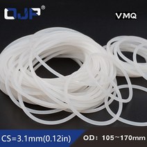 오링 o-ring 흰색 실리콘 링 O 3.1mm 두께 OD 105/110/120/130/135/140/150/170mm 고무 O-링 씰 개스킷 와셔, 130x123.8x3.1mm, 2 pieces