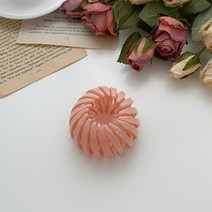 올림머리 무매듭 둥근 컬렉트 포니 호빵 집게 헤어핀 라이트핑크