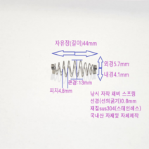 낚시 카고 자작 채비 스프링 (소) 길이 44mm (sus-304) 스테인레스 1set-10ea