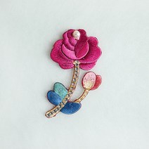 DIY한복 자수패치 진주알 와펜 의류부자재, 3꽃분홍