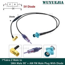 자동차gps 네비게이션 FakraZ to SMA Male Y 타입 분배기 케이블 다이오드 카 내비게이션 GPS 안테나 RG174 피그테일 연장 안드로이드 장치 용, Z M toFM SMA M90_10M