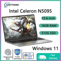 인텔 셀러론 N5095 게이밍 노트북 HD IPS 모니터 PC 16GB RAM 512G SSD 윈도우 11 컴퓨터 게이머 15.6, 02 N5095 16GB 512GB