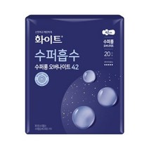 화이트 수퍼흡수 수퍼롱 오버나이트 생리대 날개형, 5팩, 20개입