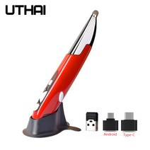 손목보호 무선 버티컬마우스 편집 사무용 마우스 uthai db32 usb 용량 성 펜, 빨간색