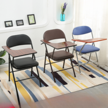 사무용의자 학생의자 접이식 책걸상 일체형 책상 의자 학원 학교 세미나 테이블 보드 등받이, 갈색 싱글 의자