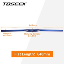 카본핸들바 핸들바 카본 자전거 일체형 TOSEEK WCS 황갈색 탄소 섬유 MTB 스템 318mm 바 부품 580mm 760mm, Falt640mm