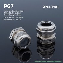2 개갑 ip68 방수 스테인레스 스틸 304 케이블 금속 글 랜드 커넥터 미터법 나사 m8-18 독일 pg7-11 고정 씰 조인트, CHINA_PG7 Fit 3-6.5mm
