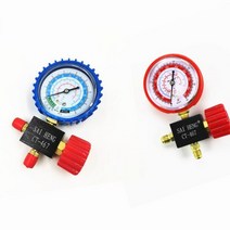 압력계 냉장고 에어컨 자동차 냉매 매니 폴드 게이지 고/저압 R134a R404a R22 R410a, Red 2