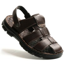 이제이슈즈 천연가죽 캐주얼 남자슬리퍼 폭신한 깔창 슬리퍼형샌들 남성신발 남자샌들 여름 밴딩 샌들 휴가 바캉스