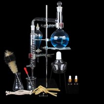 실험실 증류기 추출 정제 에센셜 오일 세트 화학 실험, 500ml 증류 장치 플라스틱 보관 상자