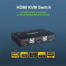 용품 AIMOS HDMI KVM 스위처 4K 2 in 1 out USB 키보드 마우스 공유 디스플레이 동기화 컨트롤러 스위치, 한개옵션0