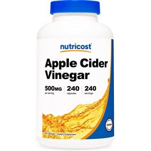 뉴트리코스트 애플 사이다 비니거 500mg 글루텐 프리 캡슐, 240개입, 1개